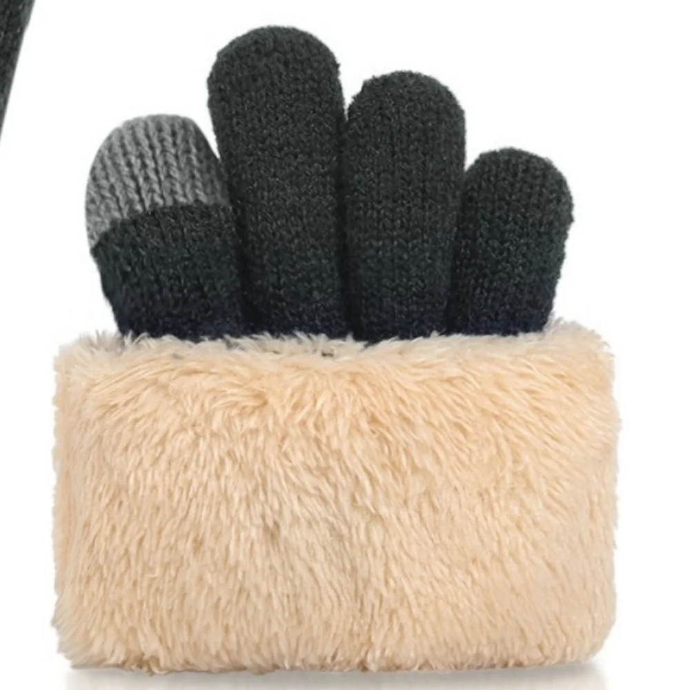 Insulated Touchscreen Plush Sherpa Lined Knit Gloves Winter Outdoor Men Women